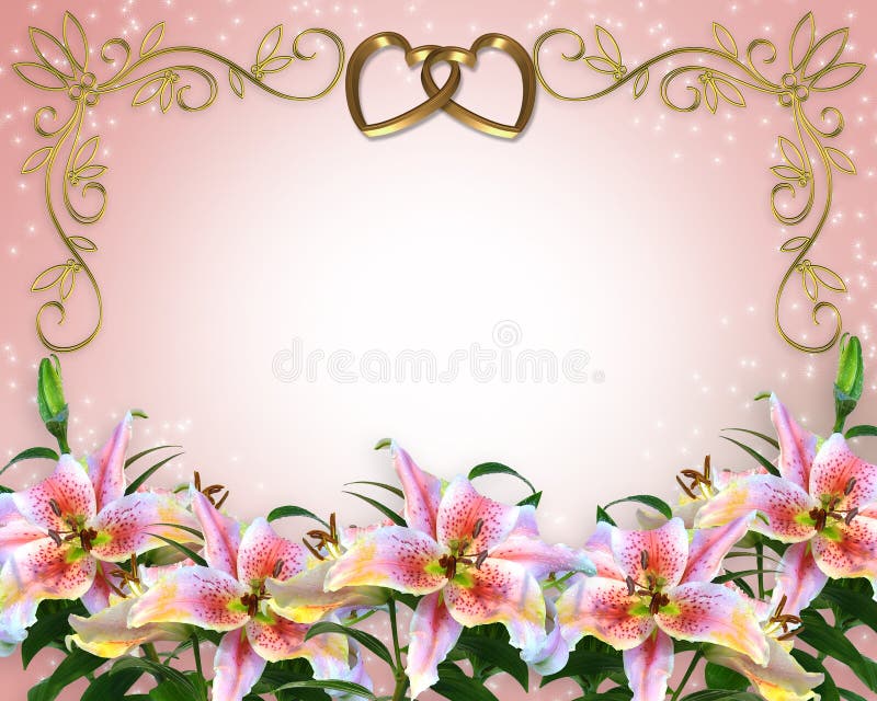 Lilies Wedding Invitation stock illustration. Illustration of lilies