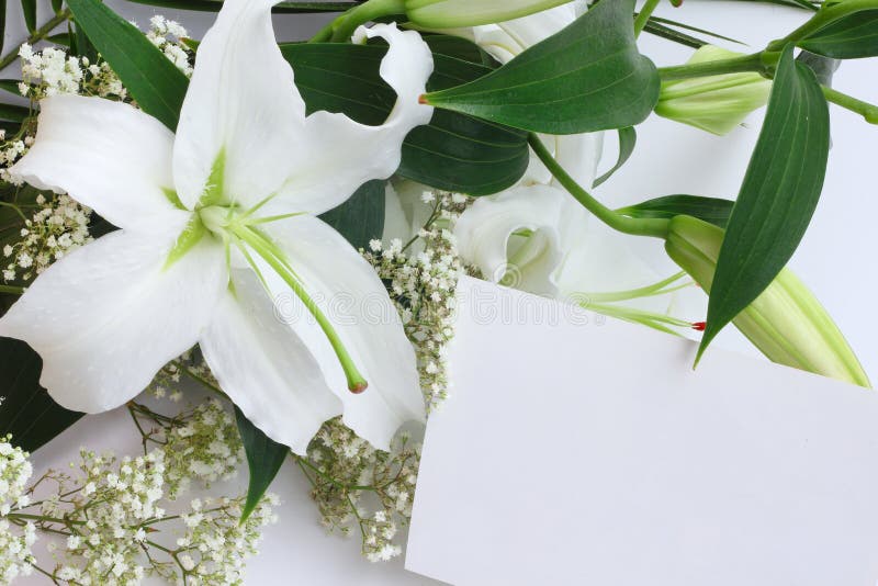 Lily Bouquet and Greeting Card Stock Image Image of date