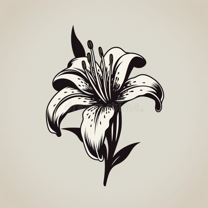 Clean And Sharp Black And White Lily Vector Illustration royalty free illustration