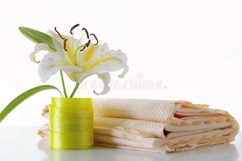 Lily and tablecloth