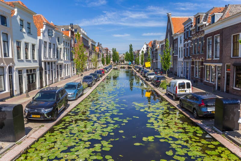 Lilypads at the Turfmarkt Canal in the Historic Center of Gouda ...