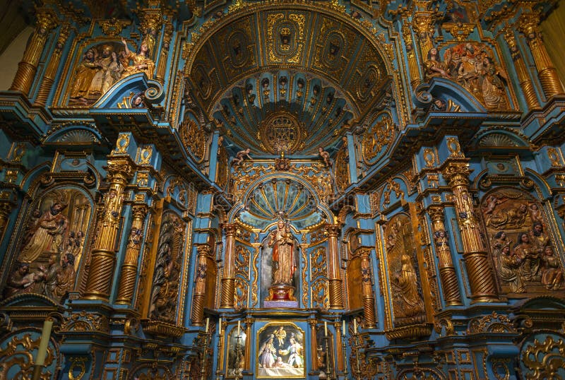 Lima Metropolitan Cathedral Baroque Interior, Peru stock afbeelding Lima Metropolitan Cathedral Baroque Interior, Peru stock afbeelding