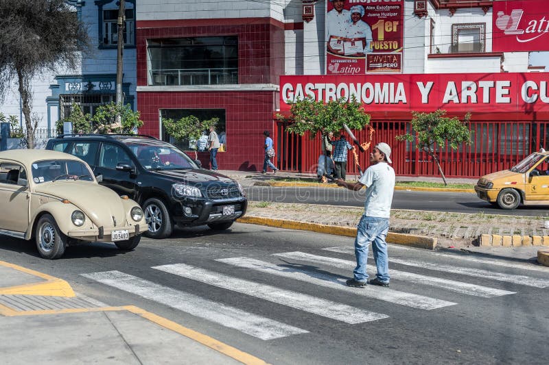 LIMA, PERU APRIL 15, 2013 Street Performance. Playing with Fire in
