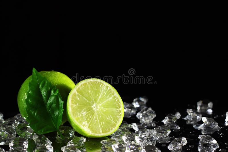 Lime on a black background