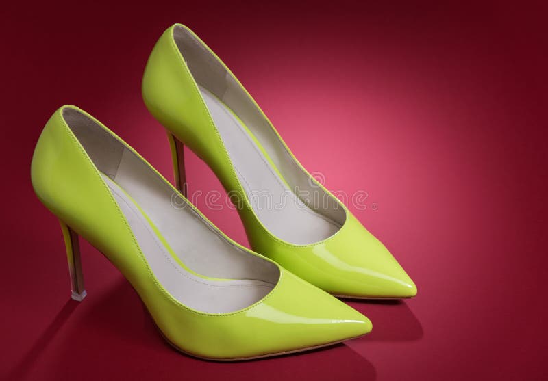 Lime green female shoes stock image. Image of women, leather - 92614031