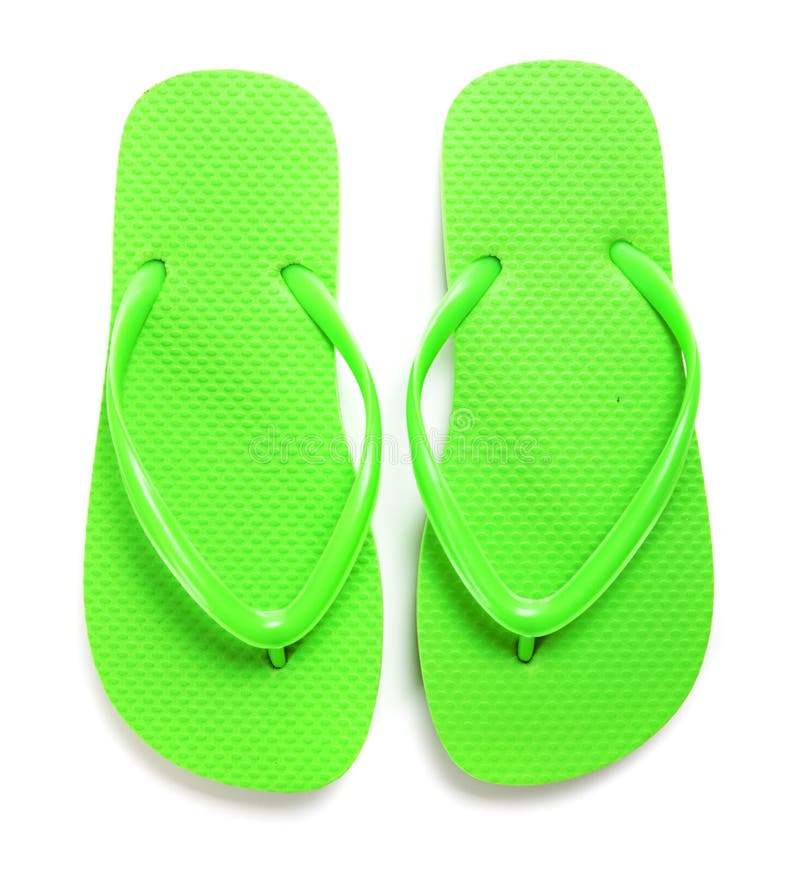 Lime Green Flipflops on a White Background Stock Photo - Image of ...