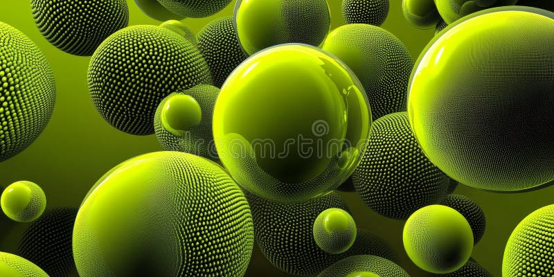 Lime green spherical carbon textures featuring vibrant, smooth patterns. A bold and energetic modern royalty free illustration