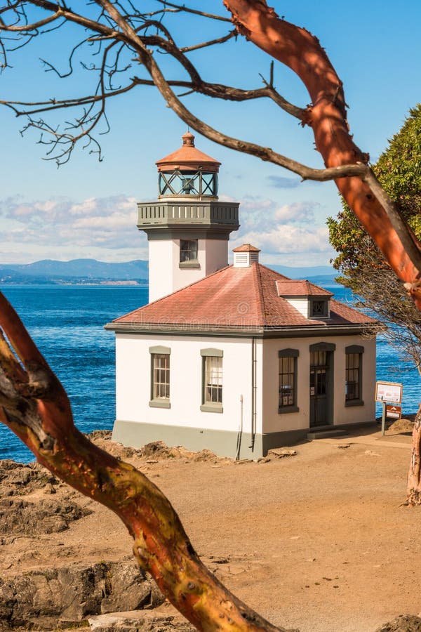 Lime Kiln Lighthouse in Friday Harbor on San Juan Island royalty free stock photos