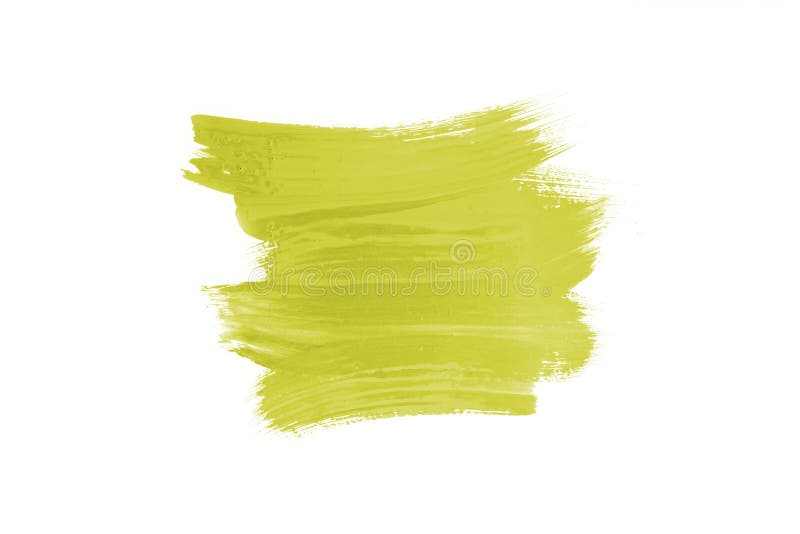 Lime light color abstract brush stroke isolated on white.