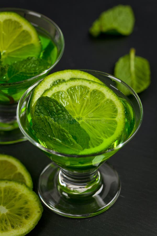 Lime and Mint, Green Vodka Drink Stock Image Image of clover, liquor