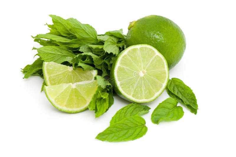 Lime and mint leaf stock image. Image of close, isolated 42307747