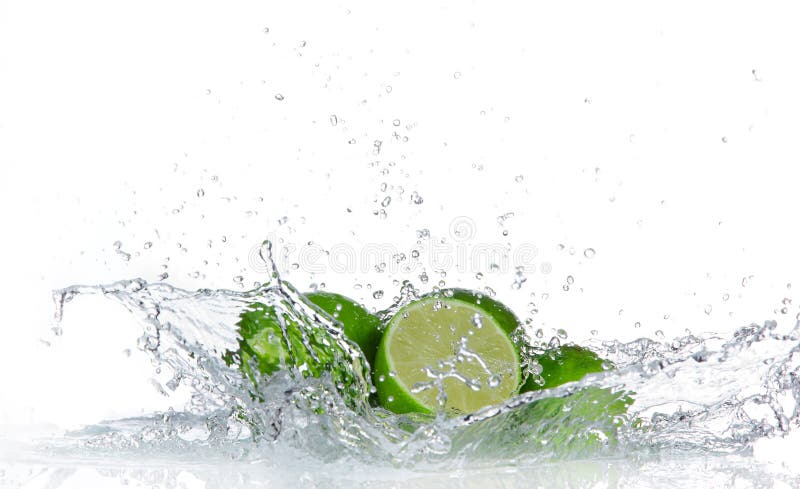 Limes with water splash