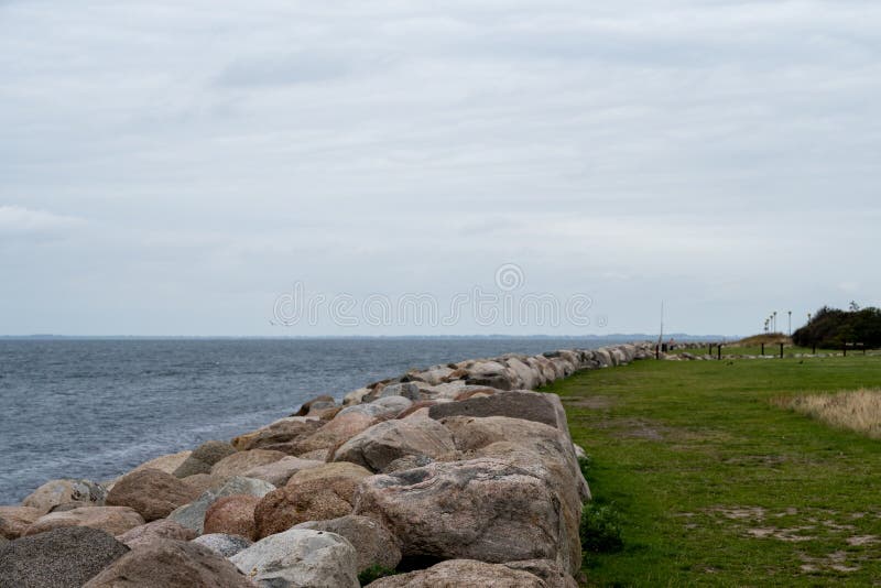 A Limestone Artificial, Landfill Island in the Sound Outside Malmo,  Southern Sweden Stock Image - Image of limhamn, blue: 197971205
