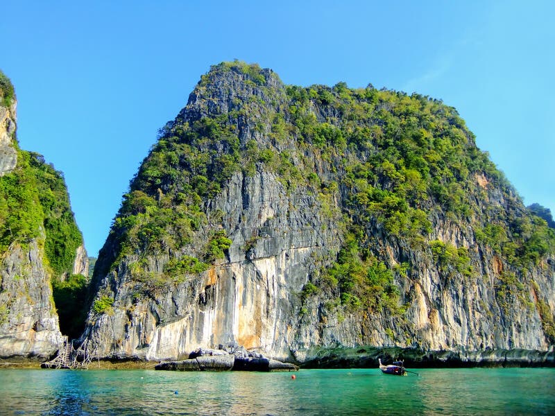 Limestone Cliffs Of Phi Phi Leh Island Krabi Province Thailand Stock
