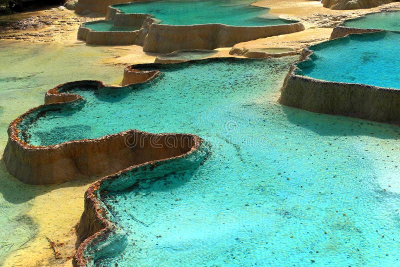 Limestone pools stock image. Image of bright, huanglong 14679843