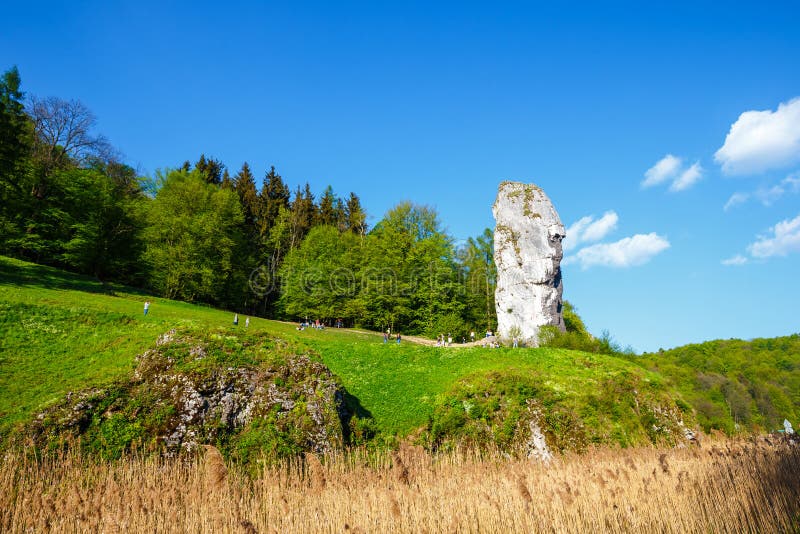 Limestone rock called Bludgeon of Hercules near Castle Pieskowa Skala