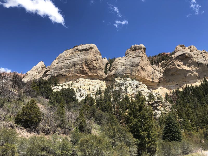 Limestone Rock Formation with Pine Tress. Southern Utah Stock Photo ...