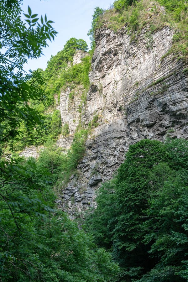 Limestone Rock in a Mountain Valley with Green Bushes Stock Image Image of summer, tourism