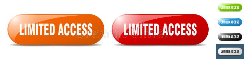 Limited access button. key. sign. push button set vector illustration