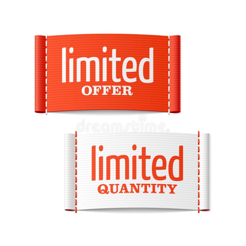 Limited offer and quantity clothing labels royalty free illustration