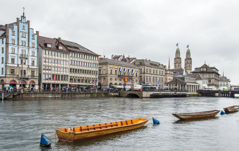 Limmatquai quay in Zurich during Sechselauten parade