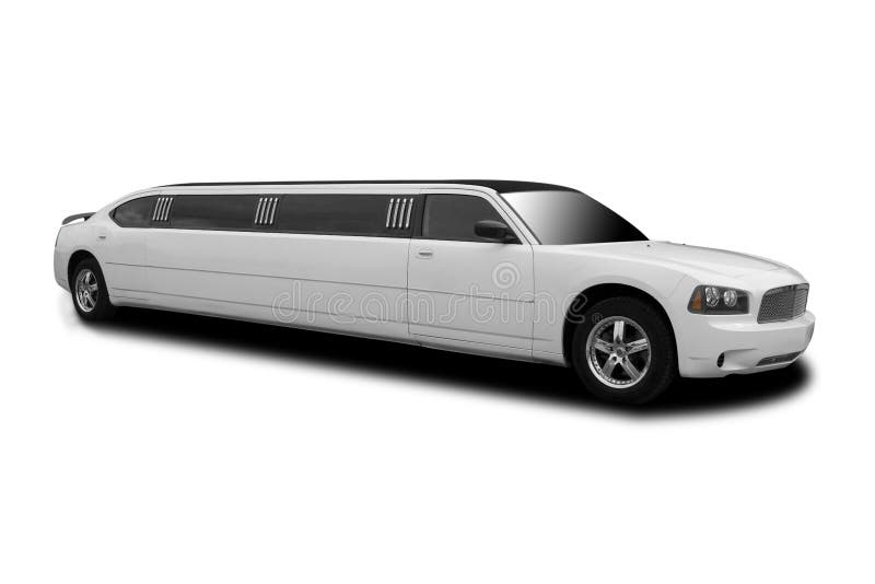 Long White Limousine Isolated on White