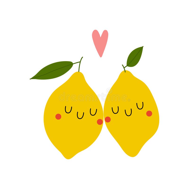 Limone di kawaii innamorato. royalty illustrazione gratis