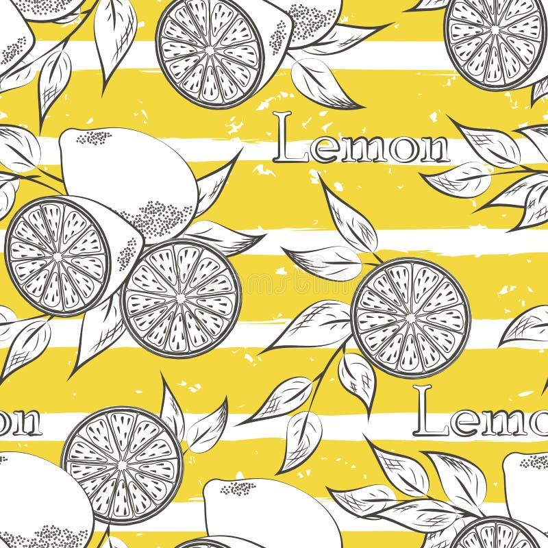 Limones en rayas amarillas stock de ilustración