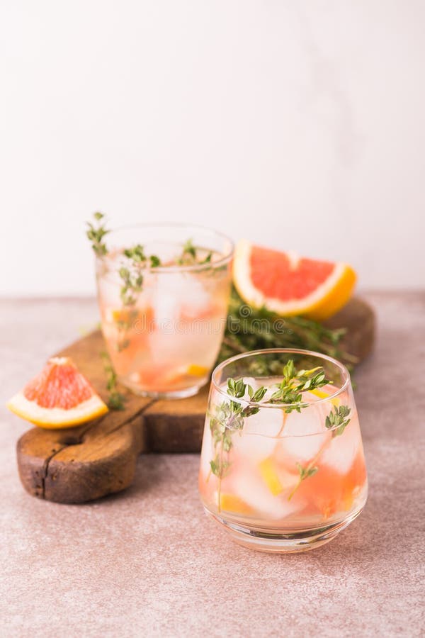 Limão amargo da gim com tomilho e toranja Limonada do fruto imagem de stock Limão amargo da gim com tomilho e toranja Limonada do fruto imagem de stock