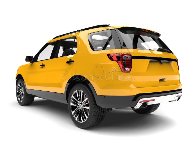 Limão brilhante - SUV moderno amarelo - ate a vista ilustração royalty free Limão brilhante - SUV moderno amarelo - ate a vista ilustração royalty free