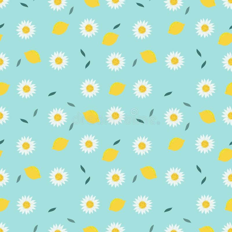 Padrão contínuo de limão e flor branca doce ilustração do vetor