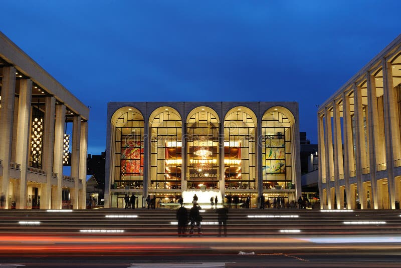 Lincoln Center, the world renown performing arts space in New York City, with the Metropolitan Opera House at Center. The architecturally impressive structure has hosted thousands of famed performances.