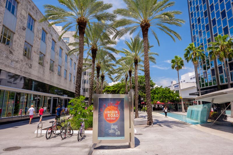 Lincoln Road Shopping Mall Em Miami Beach Foto de Stock Editorial