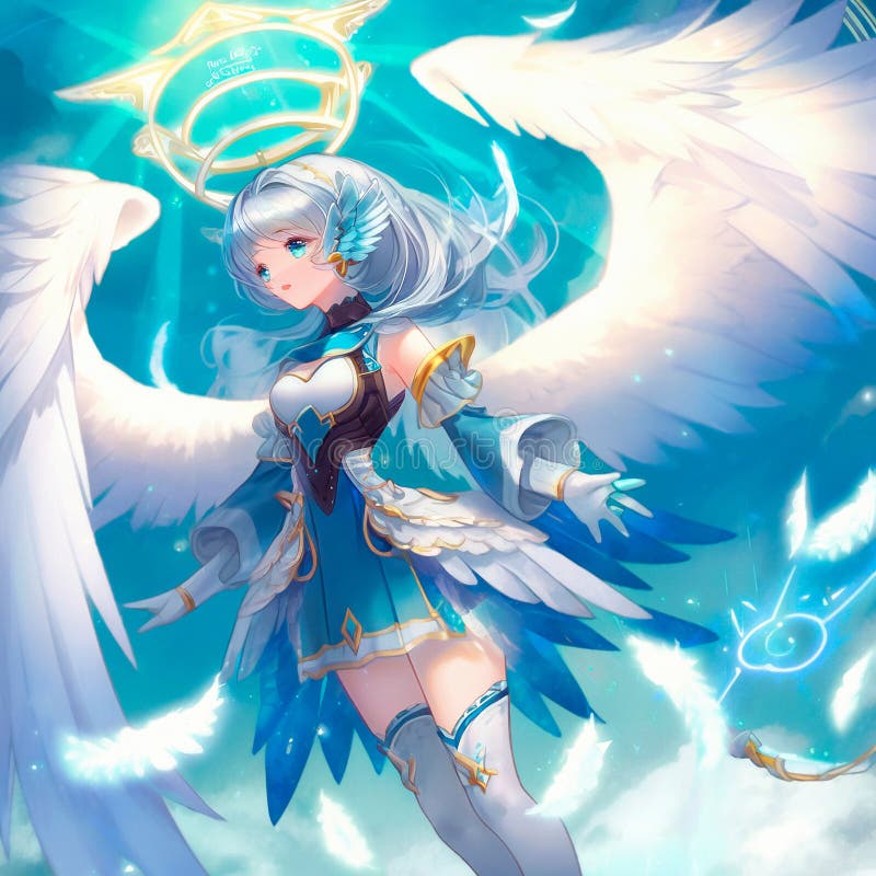 Silhueta de anime de anjo ilustração do vetor. Ilustração de