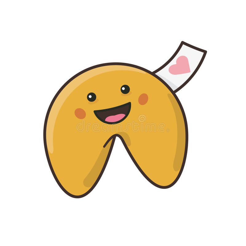 Linda galleta de la fortuna kawaii ilustración vectorial aislada stock de ilustración