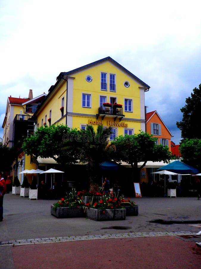 LINDAU/GERMANY, JUNE 24, 2011: Cafe at habor of lindau at Bodensee, Germany. stock image LINDAU/GERMANY, JUNE 24, 2011: Cafe at habor of lindau at Bodensee, Germany. stock image