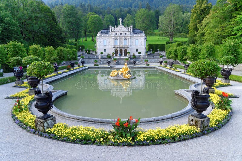 Linderhof Palace - the smallest of the three palaces built by King Ludwig II in Bavaria, and the only one which he lived to see completed. Linderhof Palace - the smallest of the three palaces built by King Ludwig II in Bavaria, and the only one which he lived to see completed.