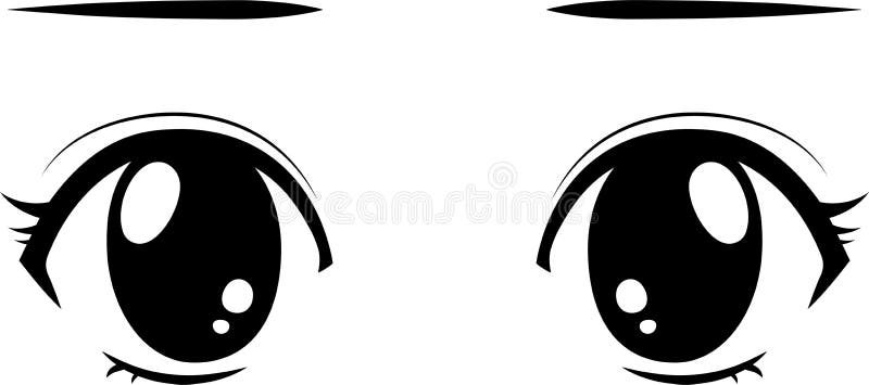 Lindo Estilo De Animación Grandes Ojos Negros En Tiempos Normales  Ilustración del Vector - Ilustración de gente, expresiones: 202329523