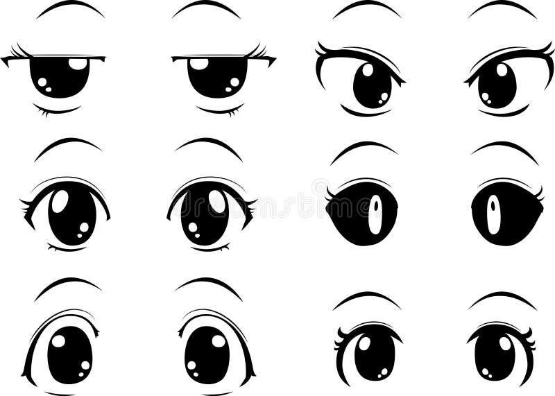 Lindo Estilo De Animado Grandes Ojos Negros Con Expresiones Faciales Normales Ilustración del Vector - Ilustración de normal, ordinario: 202329556 Lindo Estilo De Animado Grandes Ojos Negros Con Expresiones Faciales Normales Ilustración del Vector - Ilustración de normal, ordinario: 202329556