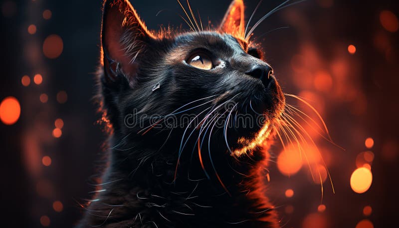 Lindo gato doméstico mirando con alegría la belleza en la naturaleza generada por ai fotografía de archivo libre de regalías