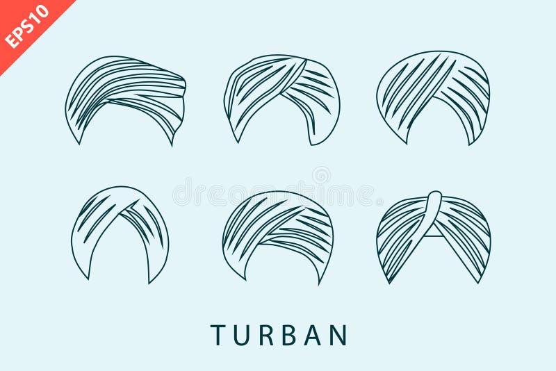 Lindo hindú y árabe diseño de turbante vector ilustración plana aislada ilustración del vector