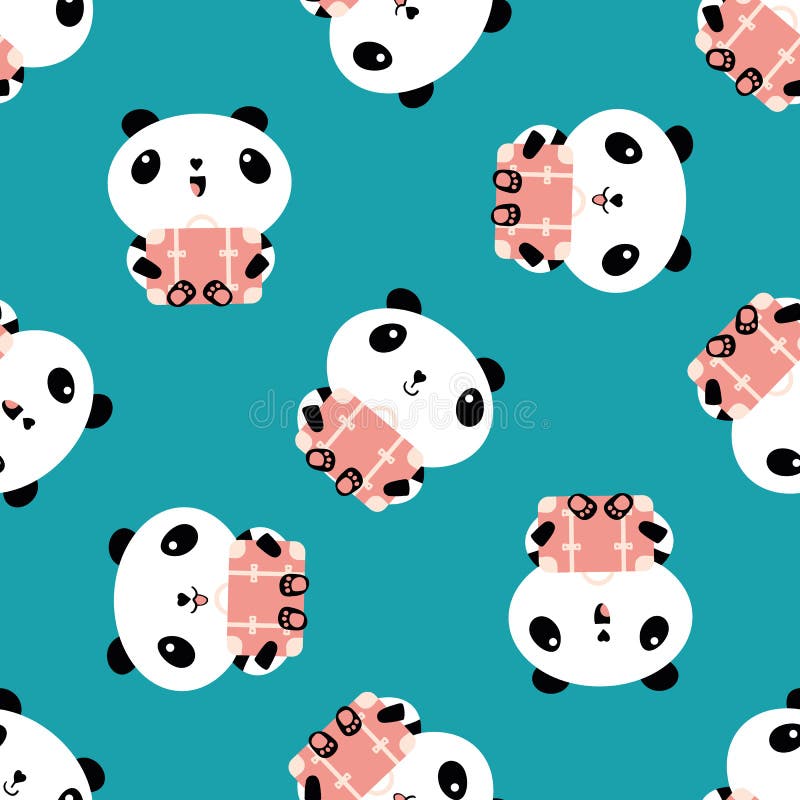 Kawaii Panda E Fundo Do Vetor De Frutos Sem Costura. Ursos De Desenho  Animado E Frutos De Caráter Rindo Espalhados a Rosa Ilustração do Vetor -  Ilustração de backdrop, urso: 215254027