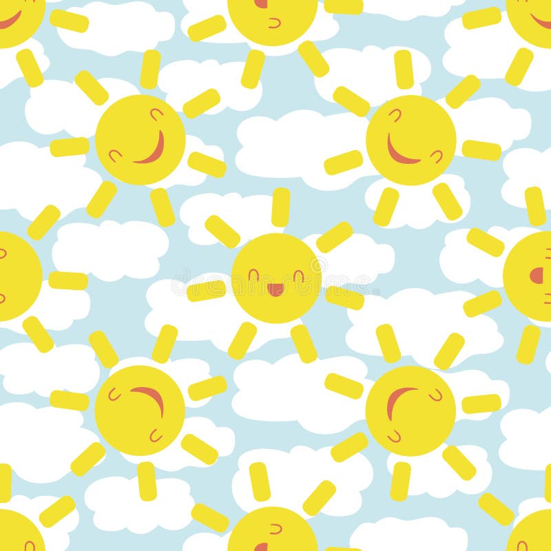Lindo Sonriente Sol Kawaii Sin Costuras Fondo De Patrón Vectorial. Iconos Del Clima De Dibujos Animados Sobre La Nube Texturizado Ilustración del Vector - Ilustración de sonrisa, cara: 222650032 Lindo Sonriente Sol Kawaii Sin Costuras Fondo De Patrón Vectorial. Iconos Del Clima De Dibujos Animados Sobre La Nube Texturizado Ilustración del Vector - Ilustración de sonrisa, cara: 222650032