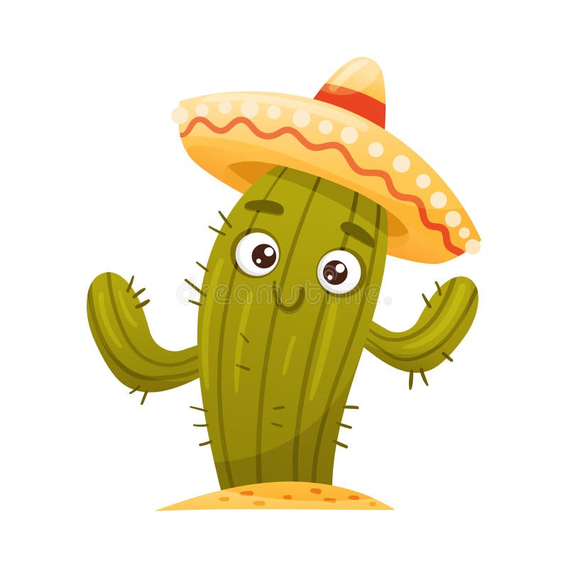 Lindo Y Gracioso Cactus Con Sombrero Sombrero Sombrero Sombrero Sombrero  Sombrero De Sombrero Mexicano. Ilustración Vectorial De S Ilustración del  Vector - Ilustración de desierto, boca: 234757232