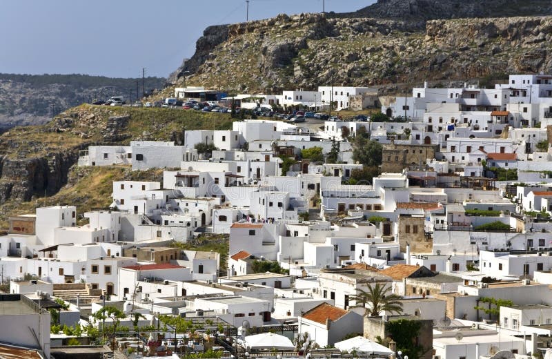 Lindos Traditionelles Griechisches Dorf Bei Rhodos Stockbild Bild Von