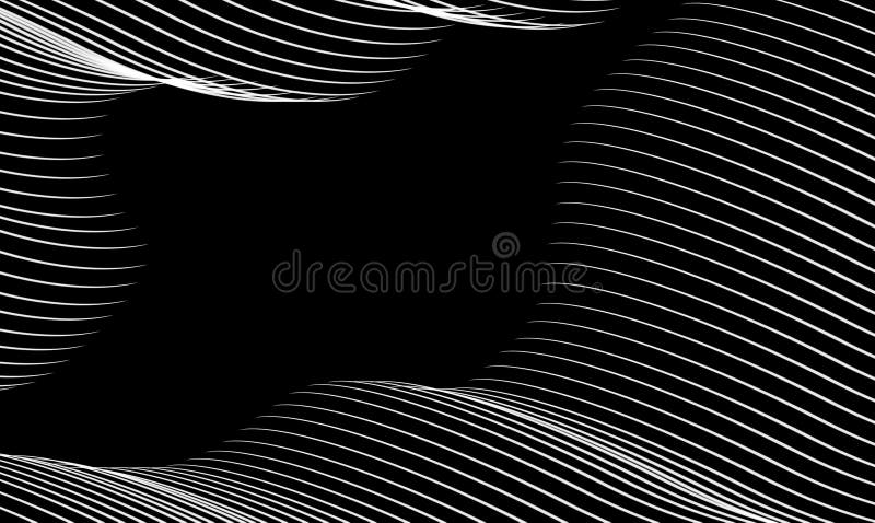 Model de undă alb-negru pentru fundal abstract. fundal abstract. linii subțiri cu iluzie optică vector illustration