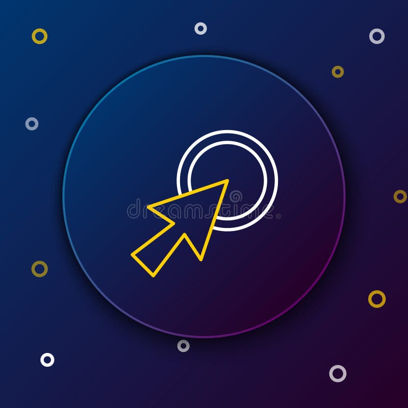 Line Arrow cursor icon isolated on blue background. Colorful outline concept. Vector stock illustration