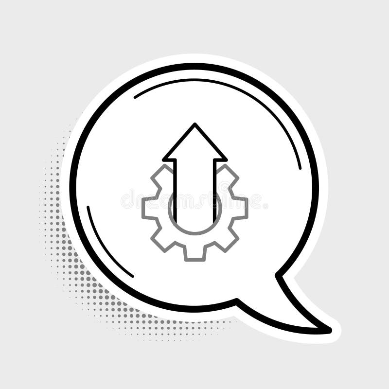 Line Arrow growth gear business icon isolated on grey background. Productivity icon. Colorful outline concept. Vector royalty free illustration