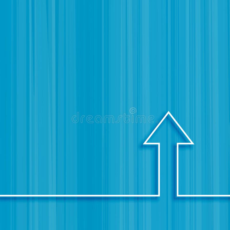 Line arrow rising concept on blue background