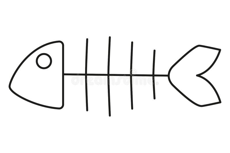 Line Art Black and White Fish Skeleton Stock Vector - Illustration of  marine, feed: 119629703